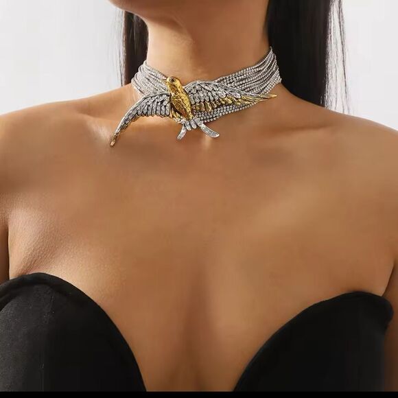 Zara Bird Rhinestone Chocker Necklace - Picture 10 of 17